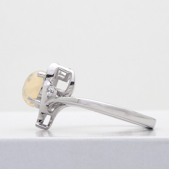 Silver Heart Opal Ring, Real Sterling Silver Stamped 925, Size 8 - Picture 6 of 10
